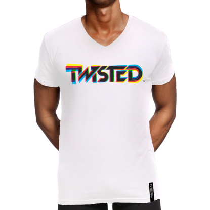 Men's T-Shirt - White w/ Multicoloured Logo